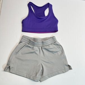 Athletic Works Kid's Sports Bra Shorts Two 4 One Gym Wear Multicolor, Sz S (6)